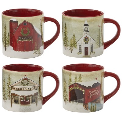 Park Designs Vintage Hometown Mug Set - Red