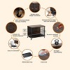 Wooden Dog Crate Furniture with Wheels and Double Door – Modern Pet House, Removable Tray, Stylish End Table for Living Room, Bedroom, and Outdoors - 3 of 4