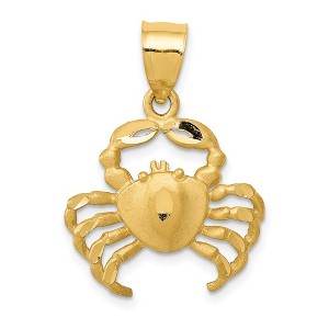 Black Bow Jewelry 14k Yellow Gold Satin & Diamond-Cut Crab Pendant, 19mm (3/4 Inch) - 1 of 4