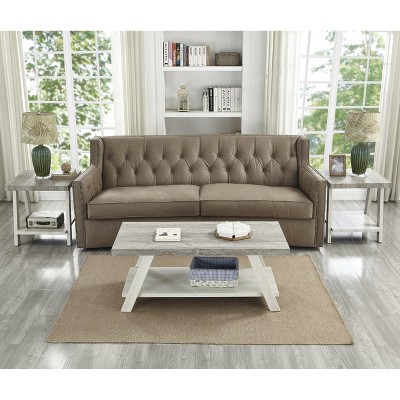 Athens Weathered Gray and Beige 3-Piece Wood Coffee Table Set
