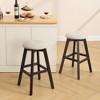Beautyolove 26 in. Brown Backless Wood Counter Height Swivel Bar Stool with Padded Fabric Seat (Set of 2) - 3 of 4