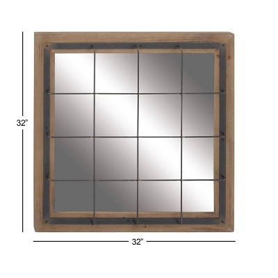 Save 29% • Olivia & May Wood Wall Mirror with Grid Frame Brown ...