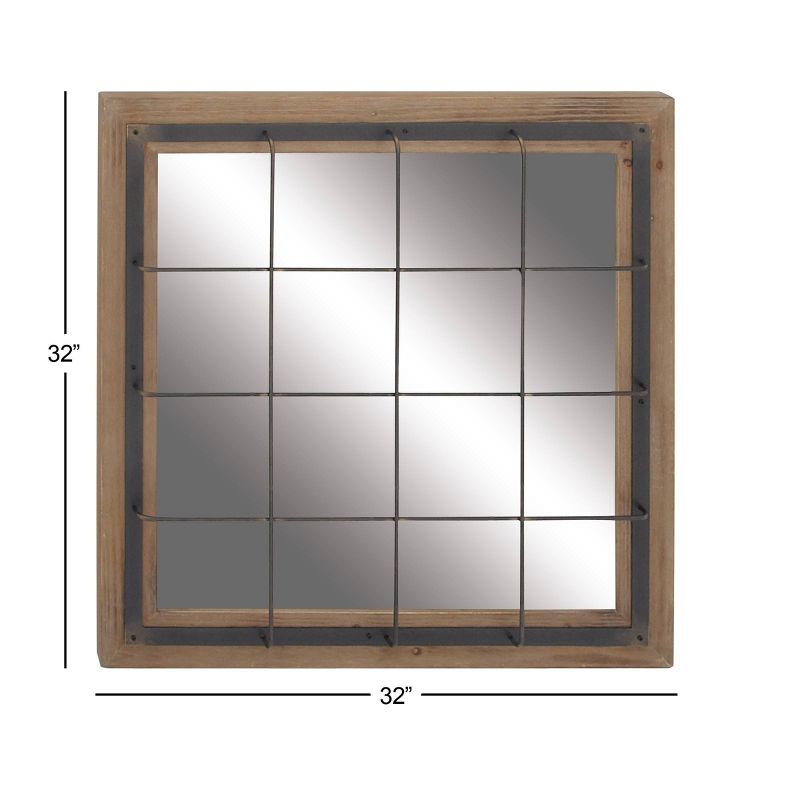 Wood Wall Mirror with Grid Frame Brown - Olivia &#38; May, 3 of 7