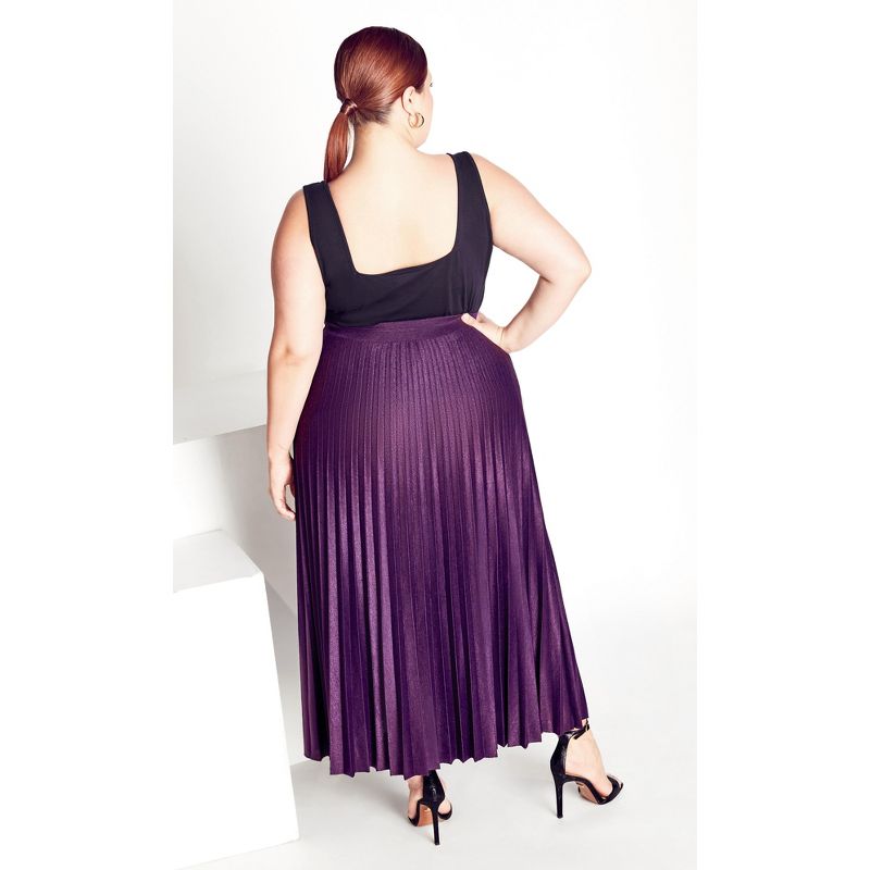 Women's Plus Size Knit Pleat Skirt - purple | ARNA YORK, 2 of 4