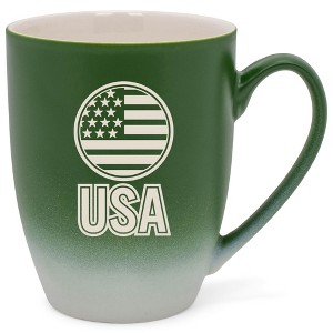 100 North United States of America 10 Ounce Green and White Two Toned Ombre, Comfortably Fits Your Hands, Ceramic Tea Coffee Cup Mug, USA - 1 of 1