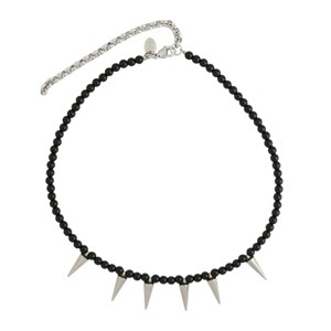 Glass or Stainless Steel Beaded Necklace with Spikes - 1 of 3