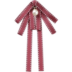 INSPIRE CHIC Women's Bead Drop Ribbon Retro Brooch Bow Ties - 1 of 4