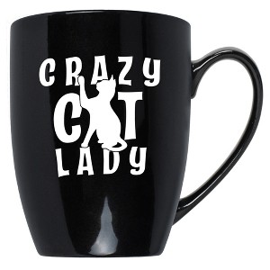 Elanze Designs Crazy Cat Lady Black 10 ounce New Bone China Coffee Cup Mug - 1 of 4