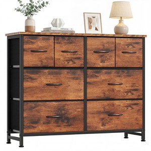 JIONJOY Modern 8-Drawer Dresser - Sturdy Storage Cabinet with Adjustable  Feet & Waterproof FabricAntique Walnut
