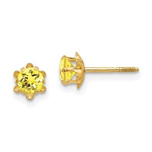 Black Bow Jewelry Kids 4mm Synthetic Citrine Screw Back Stud Earrings 14k Yellow Gold - 1 of 4