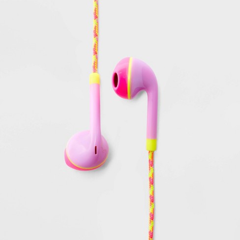 neon pink beats earbuds