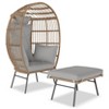 Patio Egg Chair Outdoor with Ottoman - Wicker Egg Chair Oversized Patio Lounge Chairs with Cushions - 3 of 4