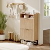 Narrow Shoe Cabinet Storage for Entryway, Modern Fluted Shoe Rack Organizer with 2 Flip Drawers and an Open Shelf - 2 of 4
