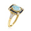 Ross-Simons 1.50 Carat Aquamarine and .70 ct. t.w. Sapphire Ring With .12 ct. t.w. Diamonds in 14kt Yellow Gold - 3 of 4