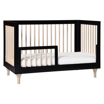 Black and Natural Pine 3-in-1 Convertible Crib with Toddler Bed