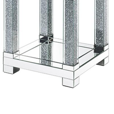 Noralie 20" Mirrored Glass End Table with Faux Diamonds