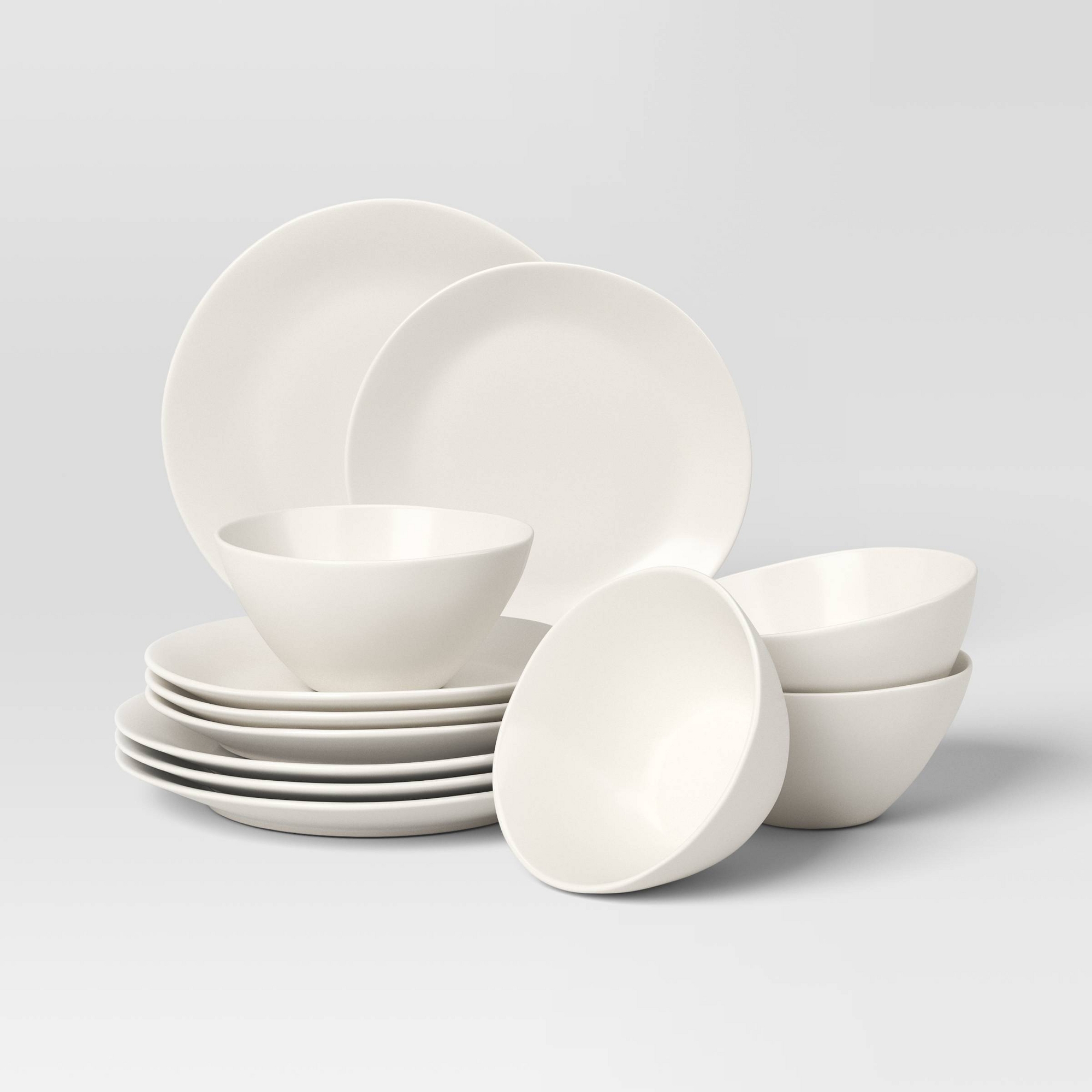 12pc Stoneware Aralia Dinnerware Set Sour Cream - Threshold™
