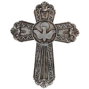 FC Design 7.5"H Decorative Peace Cross in Silver Religious Sculpture Wall Decoration