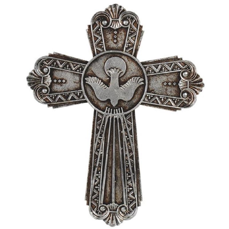 FC Design 7.5"H Decorative Peace Cross in Silver Religious Sculpture Wall Decoration, 1 of 4