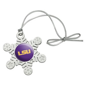 Louisiana State University Primary Logo Metal Snowflake Christmas Tree Holiday Ornament - 1 of 3