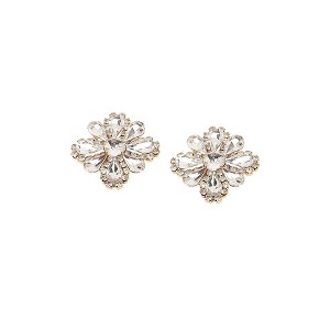 SOHI Women's Crystal Silver Cristal Flora Stud Earrings - 1 of 4