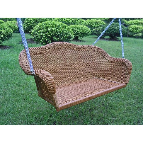 International Caravan Chelsea Wicker Hanging Porch Swing Brown