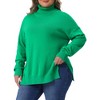 Women's Plus Size Turtle Neck Long Sleeve Knit Side Slit Casual Loose Pullover Sweater - Agnes Orinda - 2 of 4