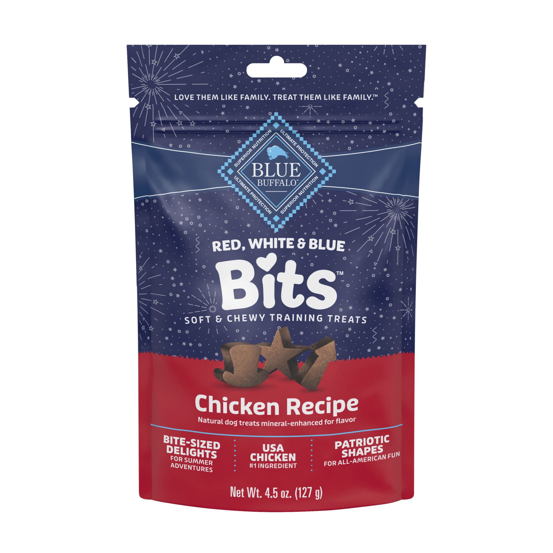 Blue Buffalo Bits Red White and Blue Chicken Flavor Chewy Dog Treats - 4.5oz
