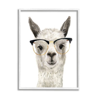 Stupell Industries Farm Animal Llama In Glasses Framed Giclee Art