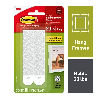 Command 12 Sets Of Strips Large Sized Picture Hanging Strips White : Target