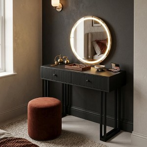 small dressing table black Vanity Makeup Set - modern black finish and sleek black frame blend classic elegance with a modern touch ARTETHYS Small Vanity Desk with