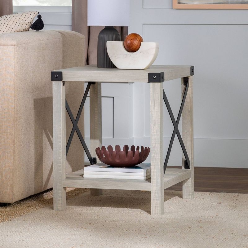 Sophie Rustic Industrial X Frame Side Table - Saracina Home, 3 of 14