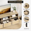 Rattan Tv Stand, 65 Inch Tv Cabinet for 75 Inch Tv, Natural Rattan Entertainment Center with Large Storage Shelves, Mid-Century Modern Tv Console for - 4 of 4