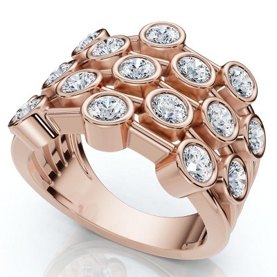 Pompeii3 1 1/2Ct Multirow Bezel Diamond Right Hand Ring 10k Gold Lab Created
