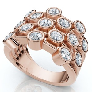 Pompeii3 1 1/2Ct Multirow Bezel Diamond Right Hand Ring 10k Gold Lab Created - 1 of 4