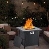 28" Square Propane Fire Pit Table, 50,000 BTU Steel Outdoor Heater with Lava Rocks, Gray - 3 of 4