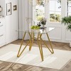 GlasFlength Dining Tables Modern Square Glass Top Table with Metal Base Simple Elegant Design for Small Spaces, Gold, 35.4"*35.4"*30.3" - 2 of 4