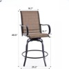 VisioGear Patio Counter and Bar Stools, 2 Pieces Bar Stools, Height Top Patio Barstools 360° Swivel, Brown, 25.2"*25.2"*48.6" - 2 of 4