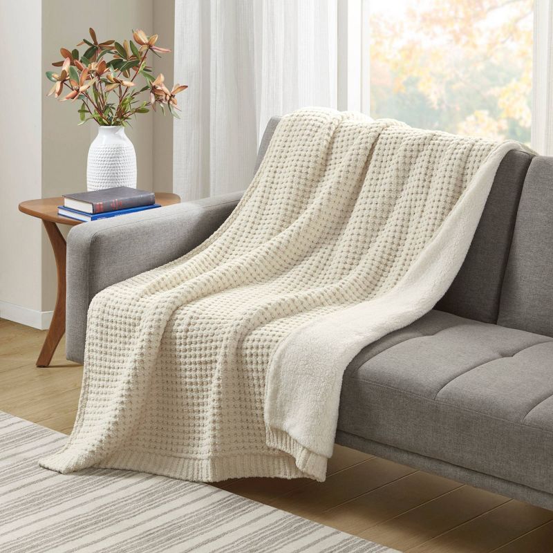 50"x60" Eden Waffle Knit Chenille Throw Blanket - Madison Park, 3 of 9