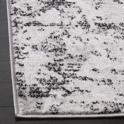 Charcoal & Ivory Medallion Synthetic 6'7" Square Area Rug