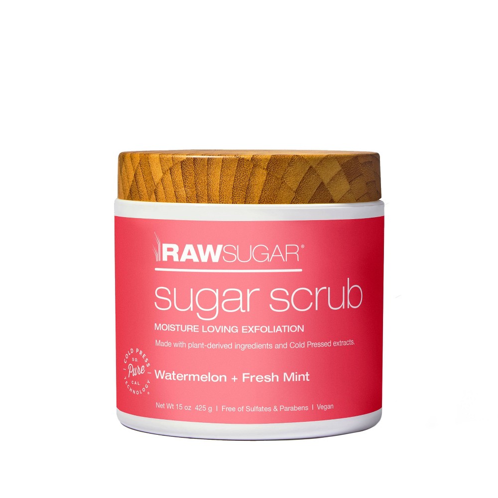 Photos - Shower Gel Raw Sugar Moisture Loving Sugar Scrub Watermelon + Fresh Mint - 15oz