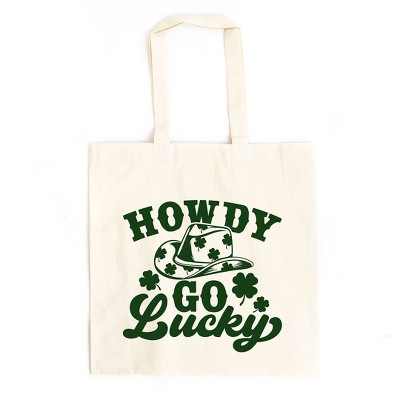 City Creek Prints Howdy Go Lucky Clovers Canvas Tote Bag - 15x16 - Natural