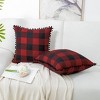 PiccoCasa Classic Plaid with Pom-poms Retro Throw Pillow Covers 2 Pcs - 2 of 4