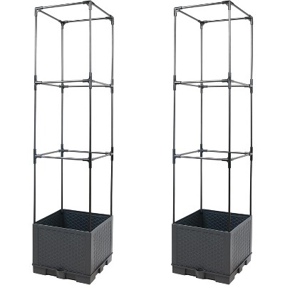 Sunnyglade 2 Pcs Raised Garden Bed Planter Box with Trellis
