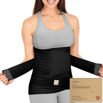 Revive 3 in 1 Postpartum Belly Band Wrap, Post Partum Recovery, Postpartum Waist Binder Shapewear (Midnight Black, X-Large)