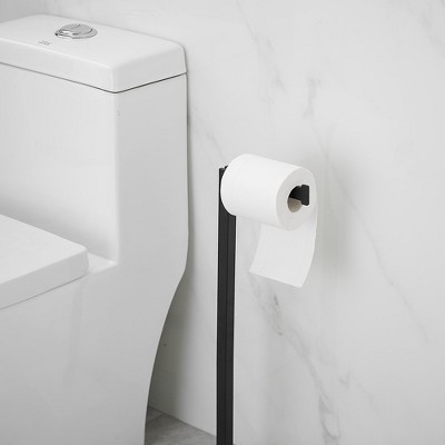 Matte Black Freestanding Toilet Paper Holder with Marble Base