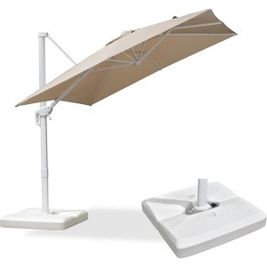 PURPLE LEAF Patio Umbrella White Cantilever Offset Umbrella Square Outdoor Umbrella with 360-degree Rotation for Garden Deck Pool - 1 of 4