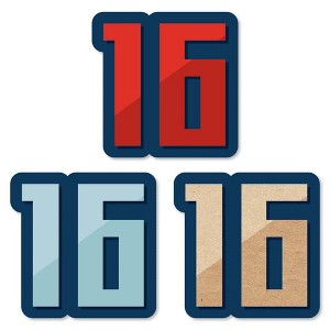 Big Dot of Happiness Boy 16th Birthday - DIY Shaped Sweet Sixteen Birthday Party Cut-Outs - 24 Count - 1 of 4