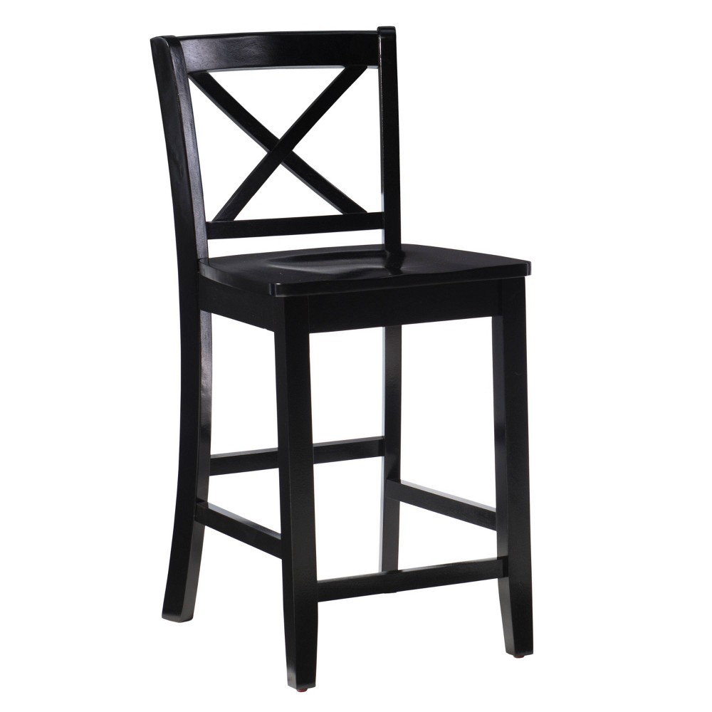 Photos - Chair Linon 24" Torino X Back Wood Counter Height Barstool - Black  