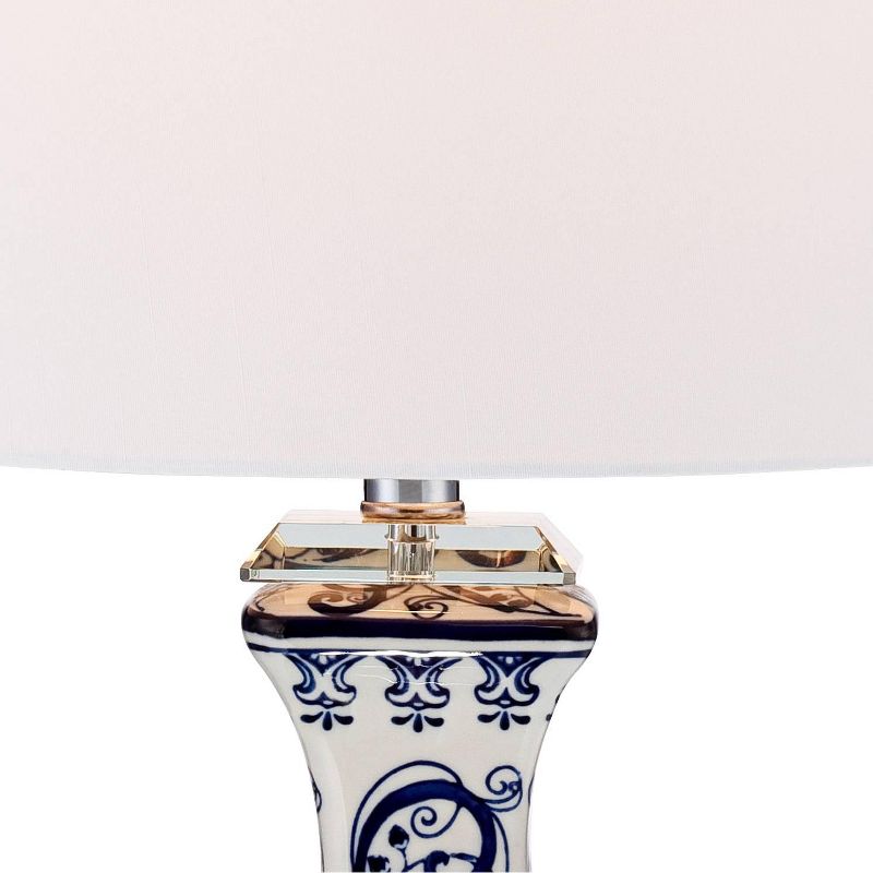 Barnes and Ivy Traditional Asian-Inspired Table Lamp with Dimmer 28" Tall Blue White Floral Porcelain White Drum Shade for Bedroom Living Room Bedside, 5 of 10